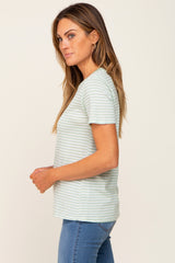 Light Olive Striped Basic Tee