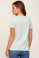 Light Olive Striped Basic Tee