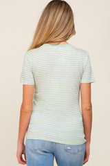 Light Olive Striped Basic Maternity Tee