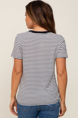 White Striped Basic Maternity Tee