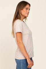 Taupe Striped Basic Tee