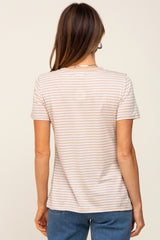 Taupe Striped Basic Tee