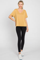 Gold V-Neck Relaxed Short Sleeve Top