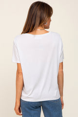 Light Grey V-Neck Relaxed Short Sleeve Top