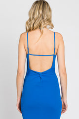 Royal Blue Ribbed Cutout Back Midi Dress