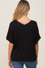 Black Rib Knit V-Neck Maternity Top