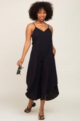 Black Sleeveless Asymmetrical Hem Maternity Jumpsuit