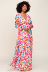 Multi Color Floral Tiered Chiffon Dress