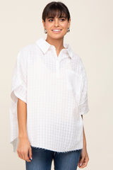 White Striped Collared Maternity Top