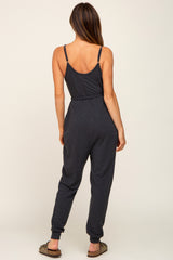 Charcoal Grey Sash Tie Jumpsuit