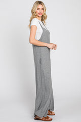 Heather Grey Sleeveless Pocketed Wide Leg Jumpsuit