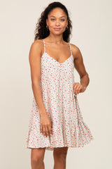 Cream Floral Button Front Maternity Babydoll Dress