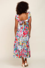 Multicolor Floral Ruffle Accent Maxi Dress