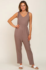 Brown Tie Strap Jumpsuit