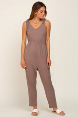 Brown Tie Strap Jumpsuit