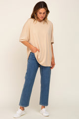 Camel Basic Oversized Maternity T-Shirt