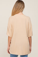 Camel Basic Oversized Maternity T-Shirt