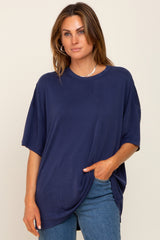 Navy Basic Oversized Maternity T-Shirt