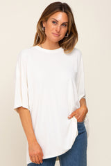 Ivory Basic Oversized Maternity T-Shirt