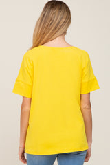 Yellow Short Cuff Sleeve Maternity Top