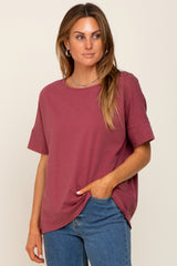 Burgundy Short Cuff Sleeve Top