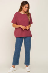 Burgundy Short Cuff Sleeve Top