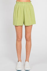 Light Olive Linen Ruffled Shorts