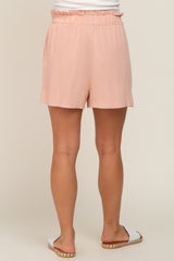 Peach Linen Ruffled Maternity Shorts