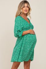 Green Floral 3/4 Sleeve Maternity Dress