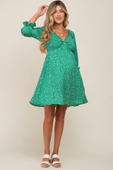 Green Floral 3/4 Sleeve Maternity Dress