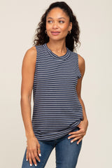 Navy Striped Maternity Tank