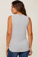 Ivory Striped Maternity Tank