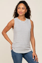 Ivory Striped Maternity Tank