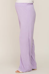 Lavender Basic Elastic Waist Wide Leg Maternity Pants