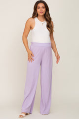 Lavender Basic Elastic Waist Wide Leg Maternity Pants