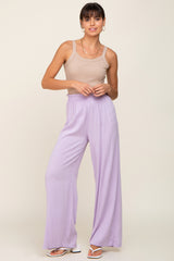 Lavender Basic Elastic Waist Wide Leg Maternity Pants