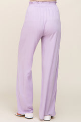 Lavender Basic Elastic Waist Wide Leg Pants