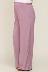 Mauve Basic Elastic Waist Wide Leg Maternity Pants