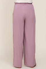 Mauve Basic Elastic Waist Wide Leg Maternity Pants