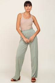 Sage Basic Elastic Waist Wide Leg Pants