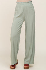 Sage Basic Elastic Waist Wide Leg Pants