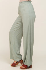 Sage Basic Elastic Waist Wide Leg Pants