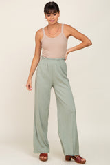 Sage Basic Elastic Waist Wide Leg Pants