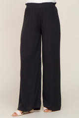 Black Basic Elastic Waist Wide Leg Maternity Pants