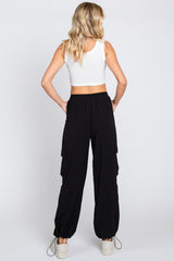 Black Drawstring Waist Cargo Pants