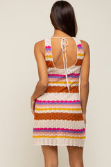 Multi-Color Striped Crochet Sleeveless Maternity Dress