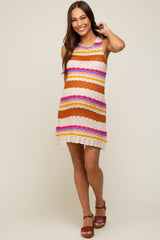 Multi-Color Striped Crochet Sleeveless Maternity Dress