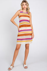 Multi-Color Striped Crochet Sleeveless Maternity Dress