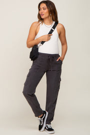 Charcoal Drawstring Maternity Cargo Pants