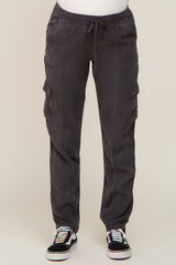 Charcoal Drawstring Maternity Cargo Pants